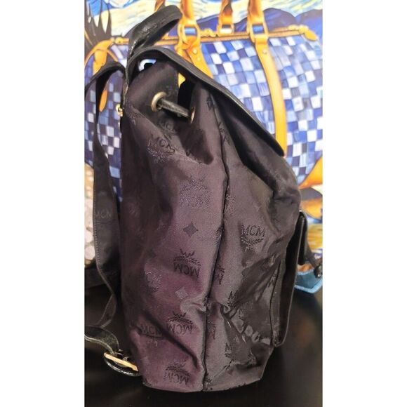 Auth MCM Black Jacquard Backpack - Picture 2 of 10